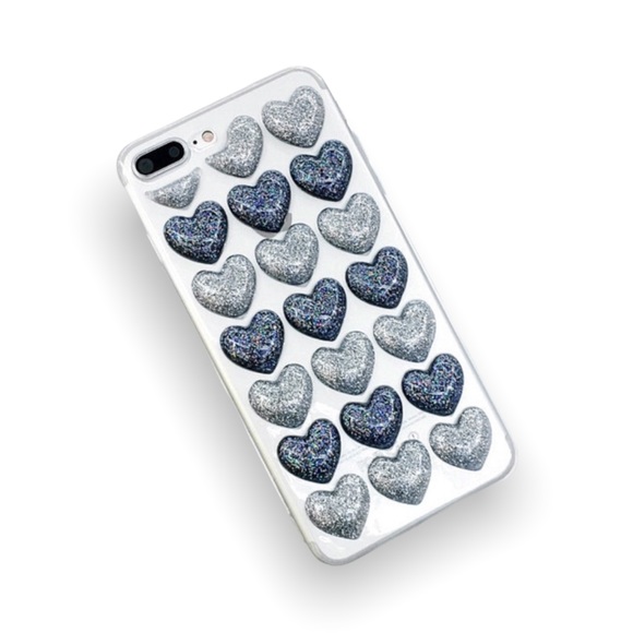 Accessories - NEW iPhone X/XS/7/8/6 Glitter Heart Soft Grip Case